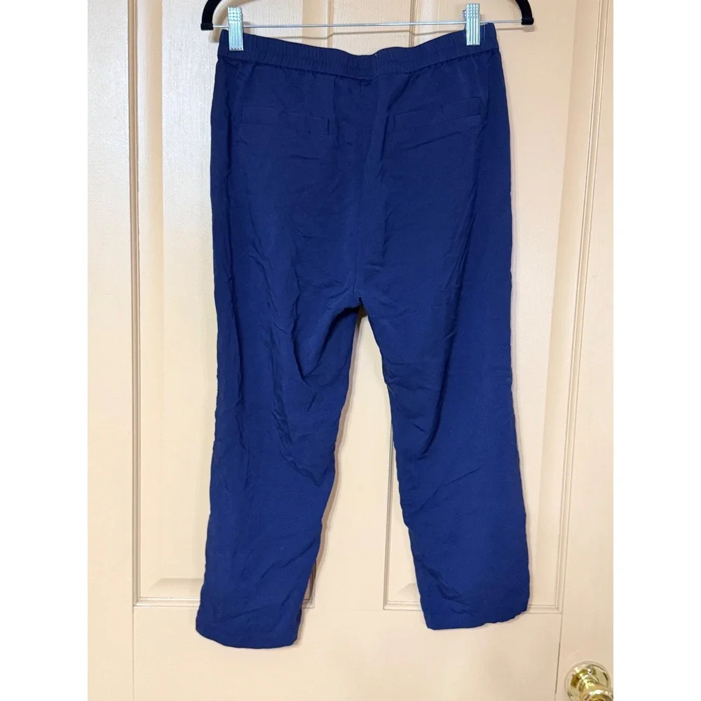 Marine Layer Re-Spun Allison Pants Navy Blue Elastic Waist Straight Leg Small